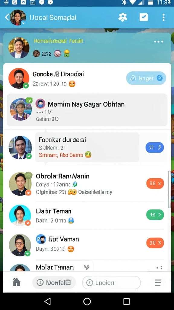 Fitur sosial untuk berinteraksi dengan pemain lain.