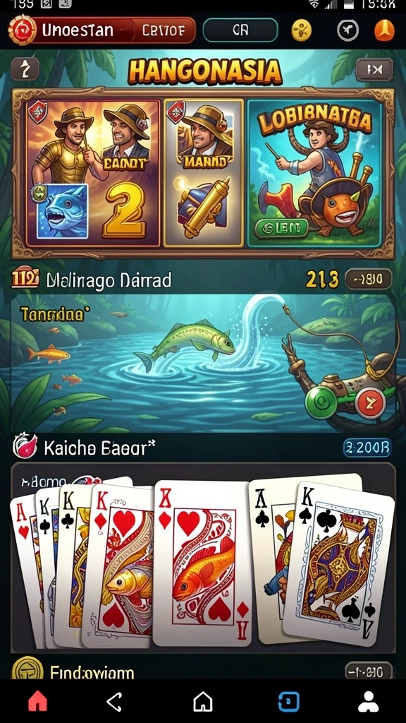 Screenshot menunjukkan halaman utama dengan berbagai pilihan permainan.
